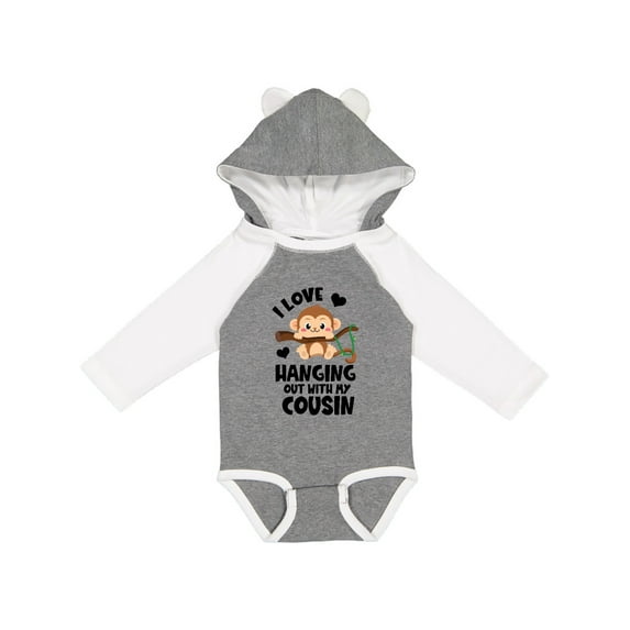 Inktastic Monkey I Love Hanging out with My Cousin Boys or Girls Long Sleeve Baby Bodysuit