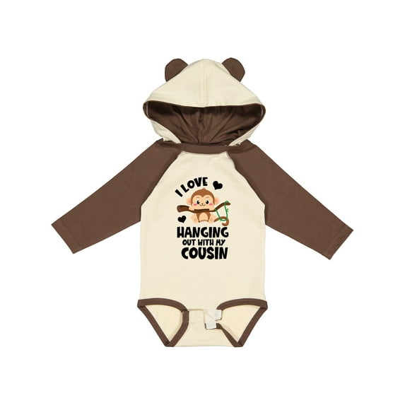 Inktastic Monkey I Love Hanging out with My Cousin Boys or Girls Long Sleeve Baby Bodysuit