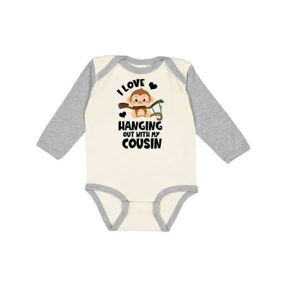 Inktastic Monkey I Love Hanging out with My Cousin Boys or Girls Long Sleeve Baby Bodysuit