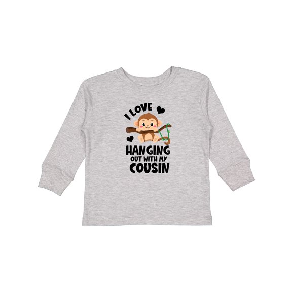 Inktastic Monkey I Love Hanging out with My Cousin Boys or Girls Long Sleeve Toddler T-Shirt