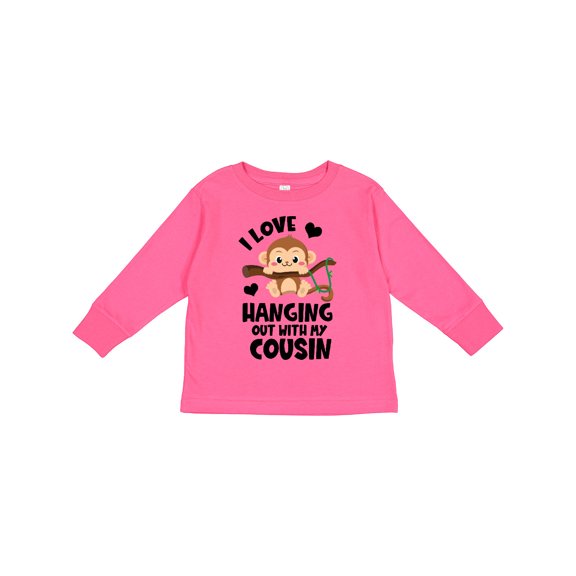 Inktastic Monkey I Love Hanging out with My Cousin Boys or Girls Long Sleeve Toddler T-Shirt