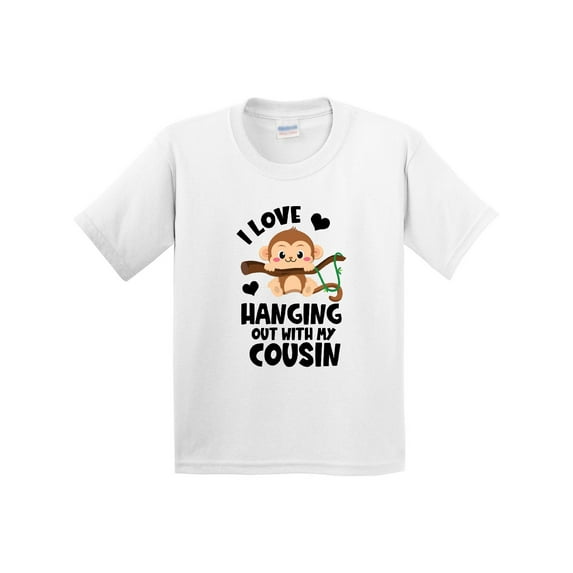 Inktastic Monkey I Love Hanging out with My Cousin Youth T-Shirt