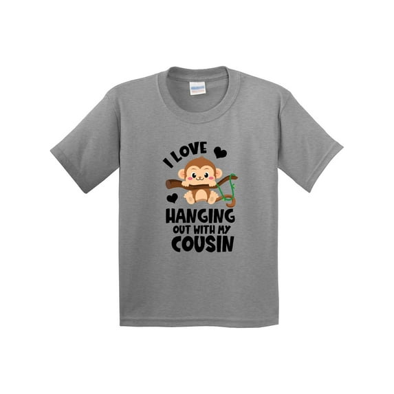 Inktastic Monkey I Love Hanging out with My Cousin Youth T-Shirt