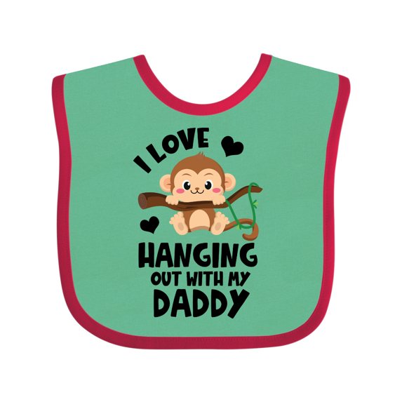 Inktastic Monkey I Love Hanging out with My Daddy Boys or Girls Baby Bib