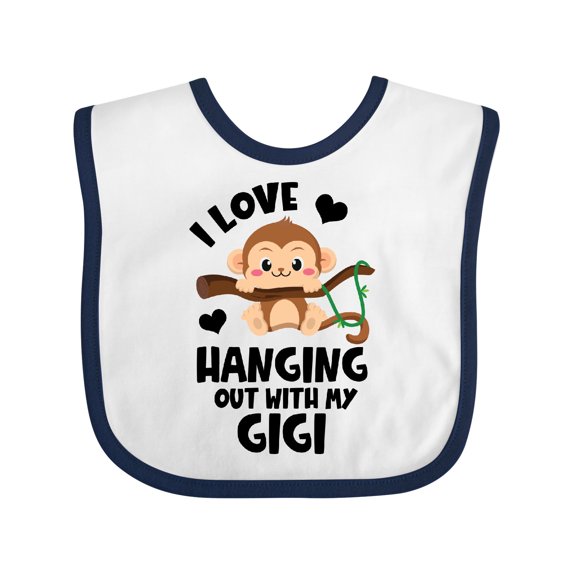 Inktastic Monkey I Love Hanging out with My Gigi Boys or Girls Baby Bib