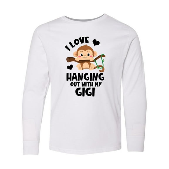 Inktastic Monkey I Love Hanging out with My Gigi Long Sleeve Youth T-Shirt
