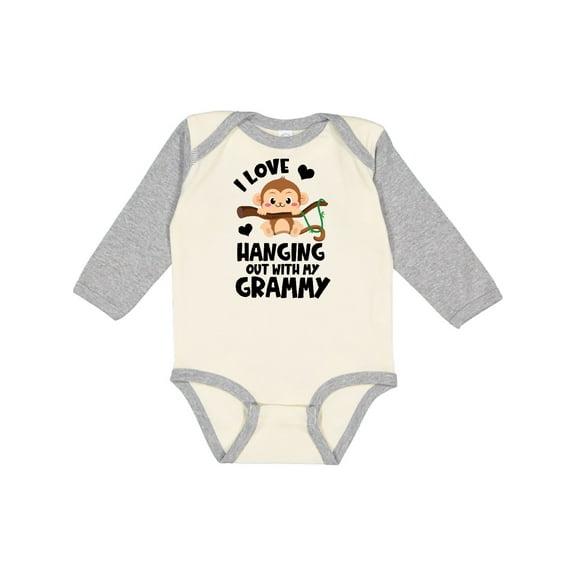 Inktastic Monkey I Love Hanging out with My Grammy Boys or Girls Long Sleeve Baby Bodysuit