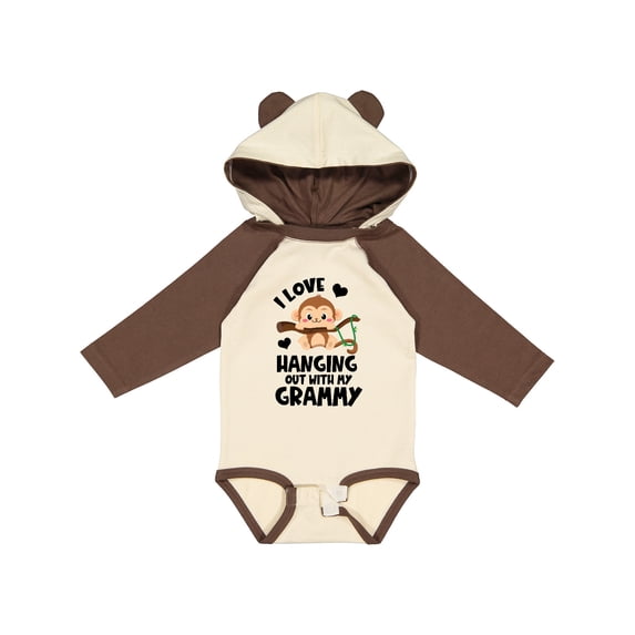 Inktastic Monkey I Love Hanging out with My Grammy Boys or Girls Long Sleeve Baby Bodysuit