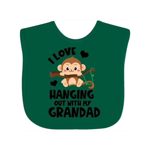 Inktastic Monkey I Love Hanging out with My Grandad Boys or Girls Baby Bib