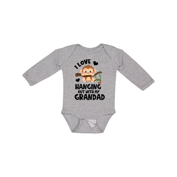 Inktastic Monkey I Love Hanging out with My Grandad Boys or Girls Long Sleeve Baby Bodysuit