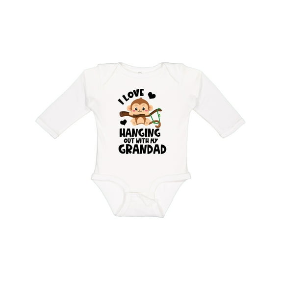 Inktastic Monkey I Love Hanging out with My Grandad Boys or Girls Long Sleeve Baby Bodysuit