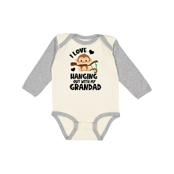 Inktastic Monkey I Love Hanging out with My Grandad Boys or Girls Long Sleeve Baby Bodysuit