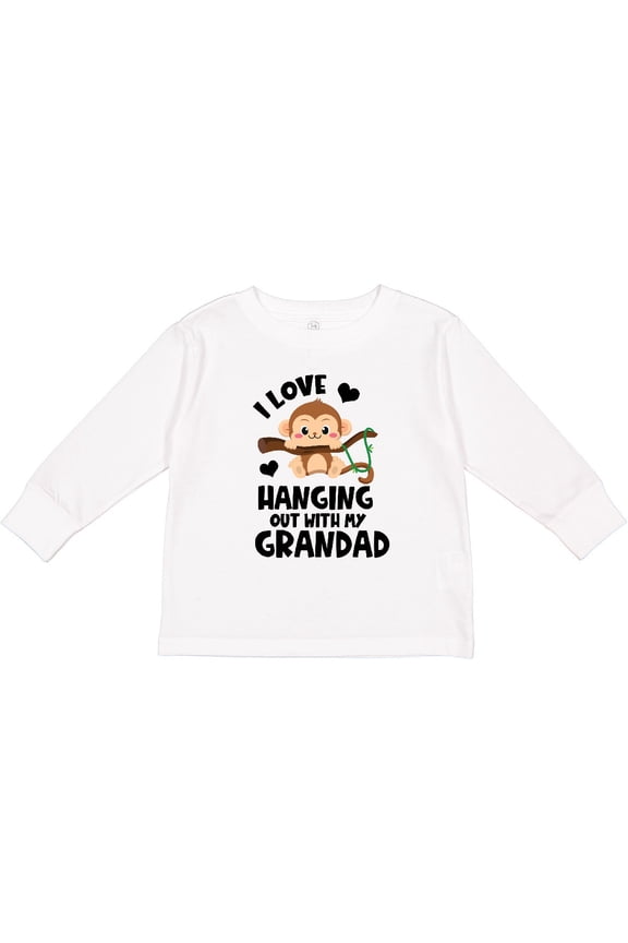 Monkey I Love Hanging out with My Grandad Boys or Girls Long Sleeve Toddler T-Shirt