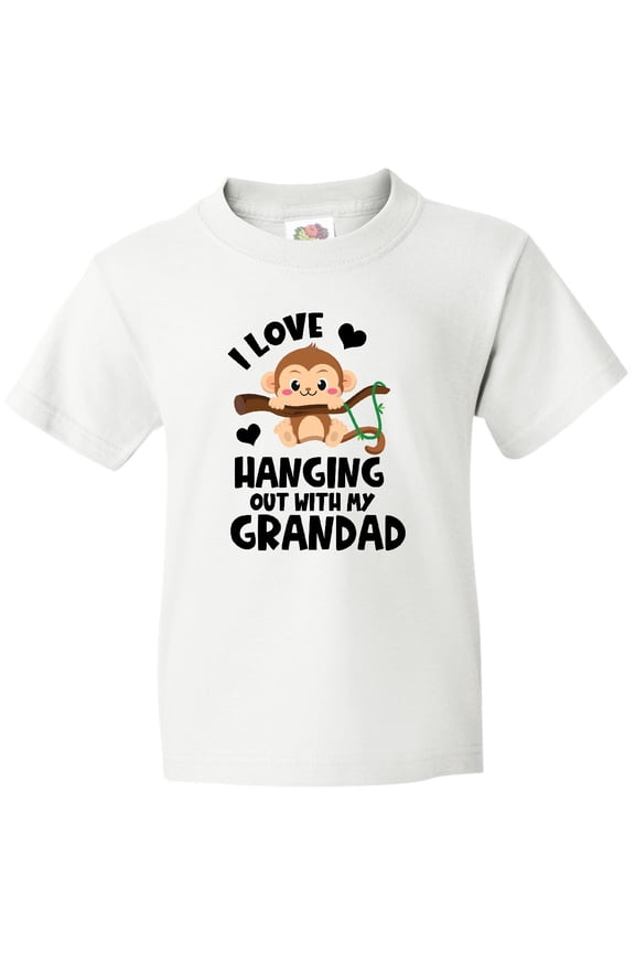 Monkey I Love Hanging out with My Grandad Youth T-Shirt