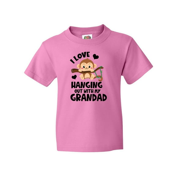 Inktastic Monkey I Love Hanging out with My Grandad Youth T-Shirt