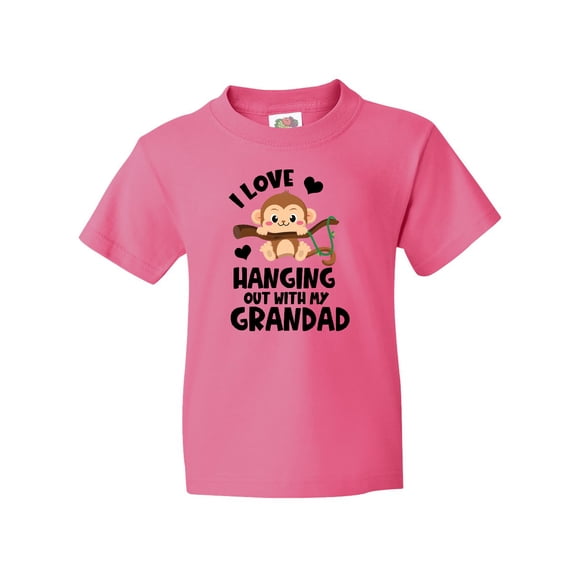 Inktastic Monkey I Love Hanging out with My Grandad Youth T-Shirt
