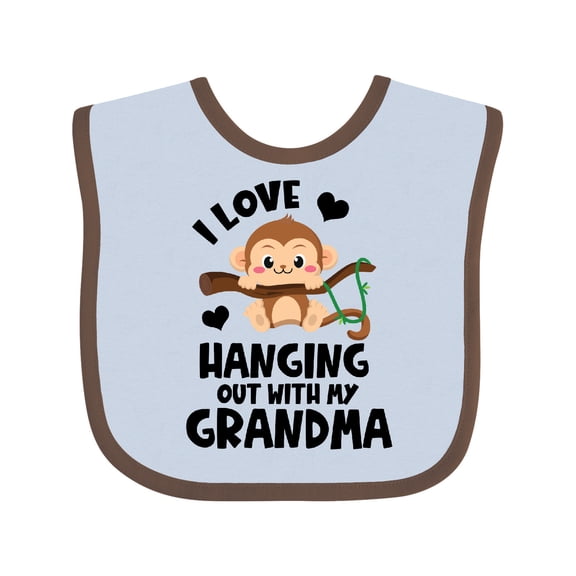 Inktastic Monkey I Love Hanging out with My Grandma Boys or Girls Baby Bib