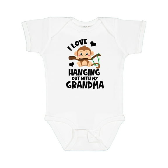 Inktastic Monkey I Love Hanging out with My Grandma Boys or Girls Baby Bodysuit