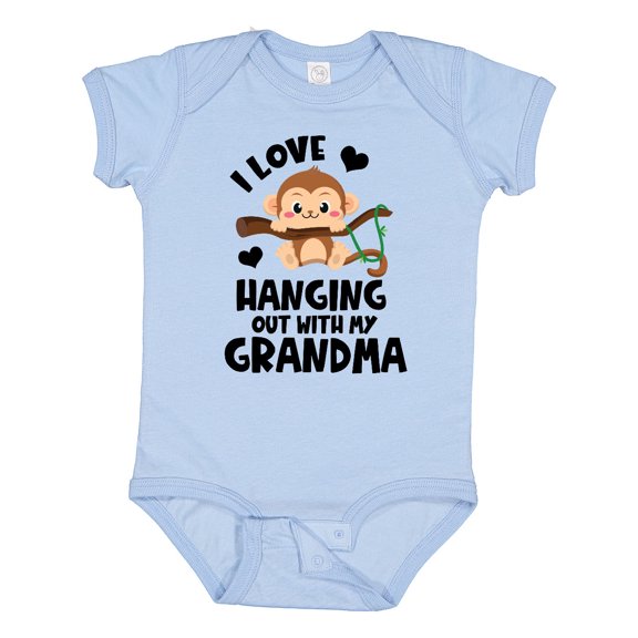 Inktastic Monkey I Love Hanging out with My Grandma Boys or Girls Baby Bodysuit