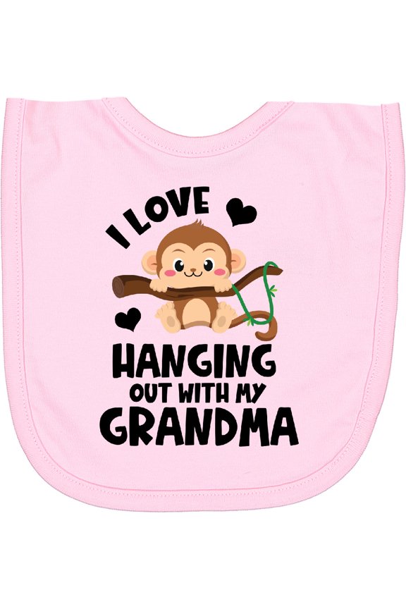 Monkey I Love Hanging out with My Grandma Newborn Bib