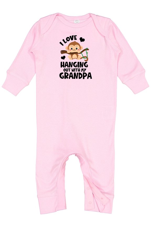 Monkey I Love Hanging out with My Grandpa Baby Romper Coveralls
