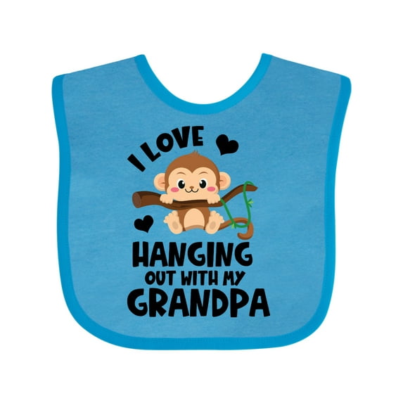 Inktastic Monkey I Love Hanging out with My Grandpa Boys or Girls Baby Bib