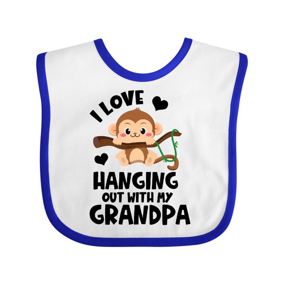 Inktastic Monkey I Love Hanging out with My Grandpa Boys or Girls Baby Bib