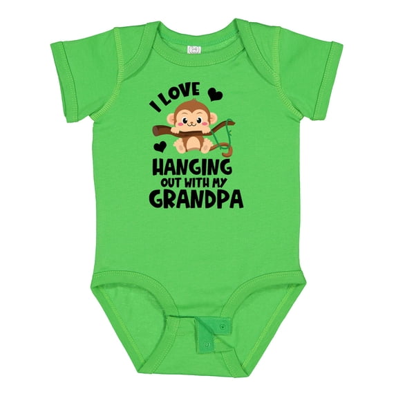 Inktastic Monkey I Love Hanging out with My Grandpa Boys or Girls Baby Bodysuit