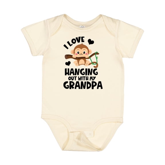 Inktastic Monkey I Love Hanging out with My Grandpa Boys or Girls Baby Bodysuit