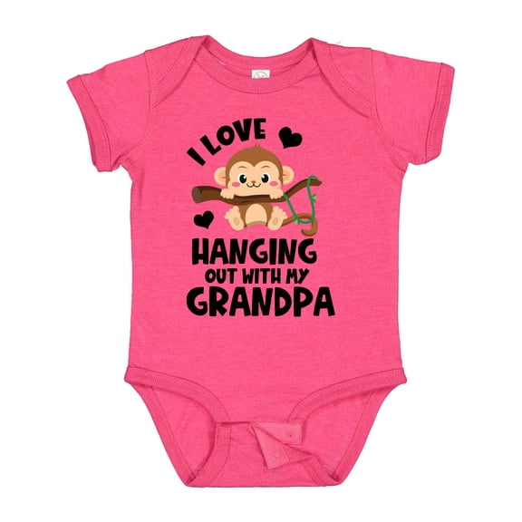 Inktastic Monkey I Love Hanging out with My Grandpa Boys or Girls Baby Bodysuit