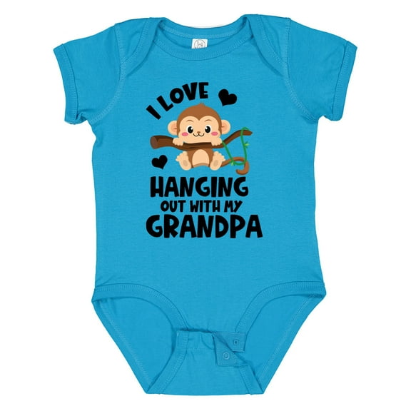 Inktastic Monkey I Love Hanging out with My Grandpa Boys or Girls Baby Bodysuit