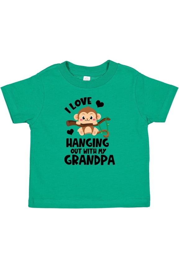 Monkey I Love Hanging out with My Grandpa Boys or Girls Baby T-Shirt