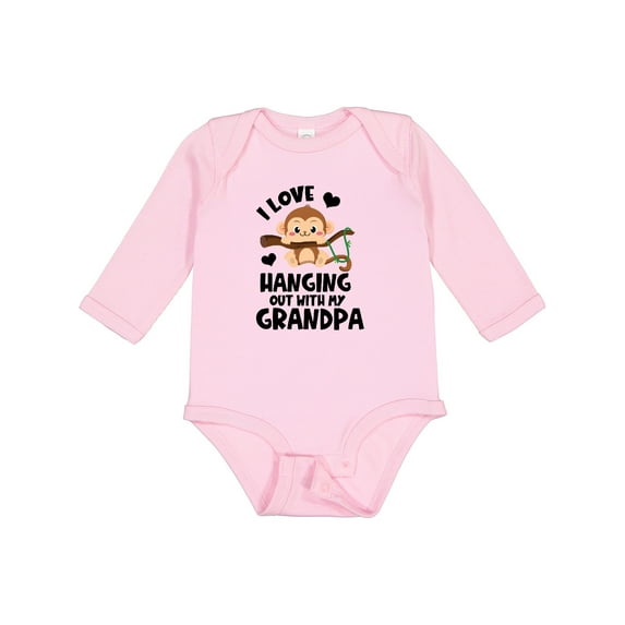 Inktastic Monkey I Love Hanging out with My Grandpa Boys or Girls Long Sleeve Baby Bodysuit
