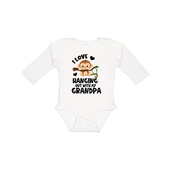 Inktastic Monkey I Love Hanging out with My Grandpa Boys or Girls Long Sleeve Baby Bodysuit