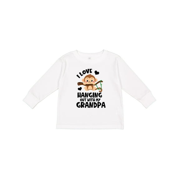 Inktastic Monkey I Love Hanging out with My Grandpa Boys or Girls Long Sleeve Toddler T-Shirt