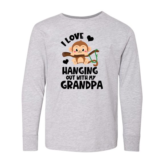 Inktastic Monkey I Love Hanging out with My Grandpa Long Sleeve Youth T-Shirt
