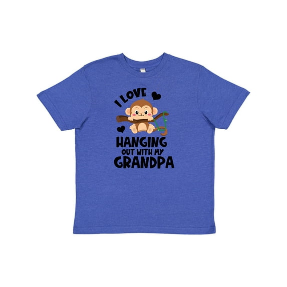 Inktastic Monkey I Love Hanging out with My Grandpa Youth T-Shirt