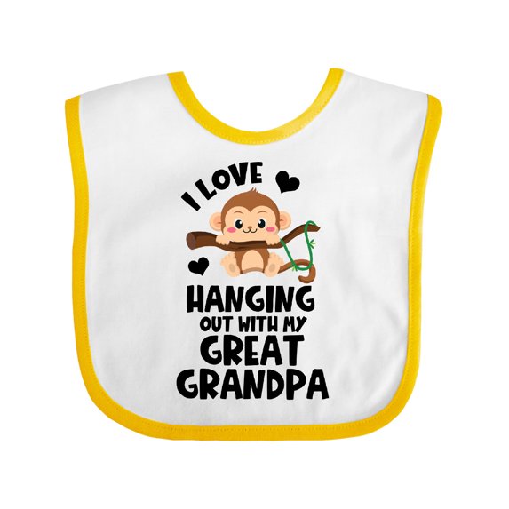 Inktastic Monkey I Love Hanging out with My Great Grandpa Boys or Girls Baby Bib