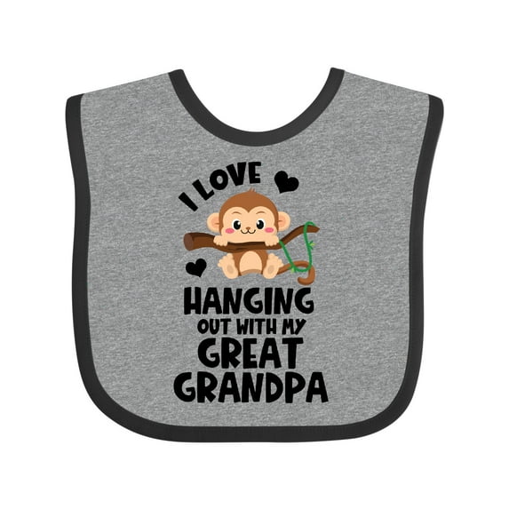 Inktastic Monkey I Love Hanging out with My Great Grandpa Boys or Girls Baby Bib