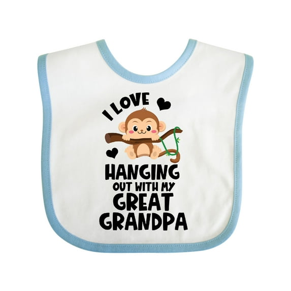 Inktastic Monkey I Love Hanging out with My Great Grandpa Boys or Girls Baby Bib
