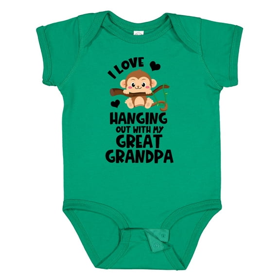 Inktastic Monkey I Love Hanging out with My Great Grandpa Boys or Girls Baby Bodysuit