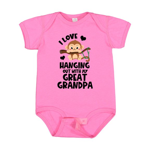 Inktastic Monkey I Love Hanging out with My Great Grandpa Boys or Girls Baby Bodysuit