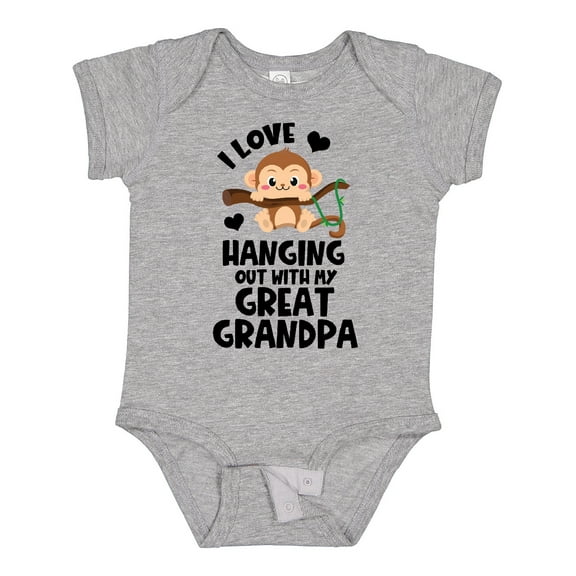 Inktastic Monkey I Love Hanging out with My Great Grandpa Boys or Girls Baby Bodysuit