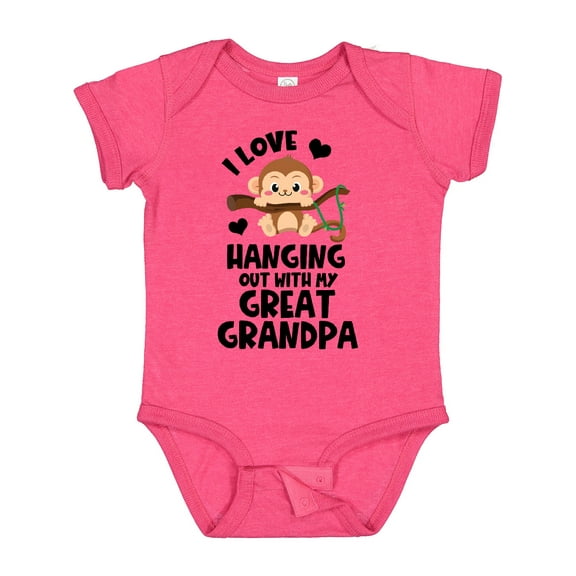 Inktastic Monkey I Love Hanging out with My Great Grandpa Boys or Girls Baby Bodysuit