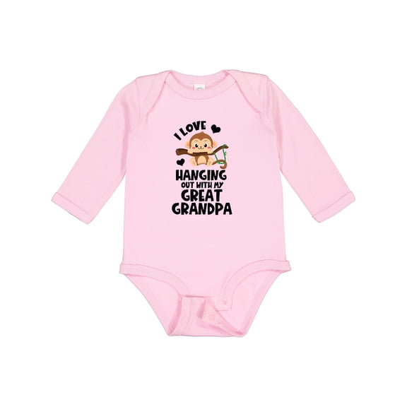 Inktastic Monkey I Love Hanging out with My Great Grandpa Boys or Girls Long Sleeve Baby Bodysuit