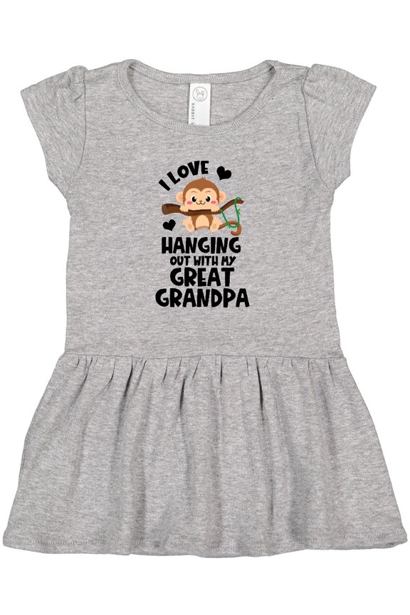 Monkey I Love Hanging out with My Great Grandpa Girls Toddler Dress