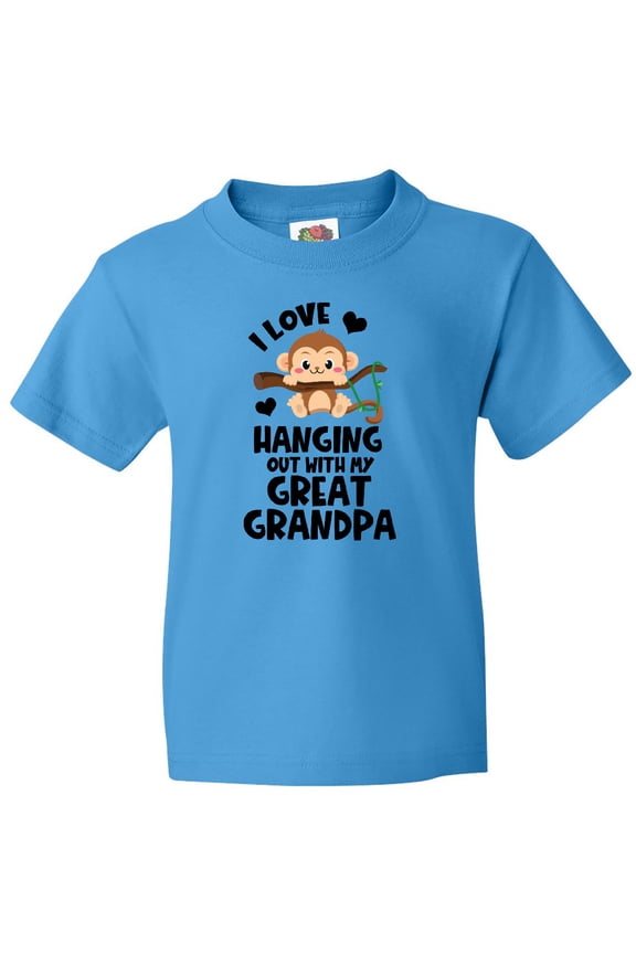 Monkey I Love Hanging out with My Great Grandpa Youth T-Shirt