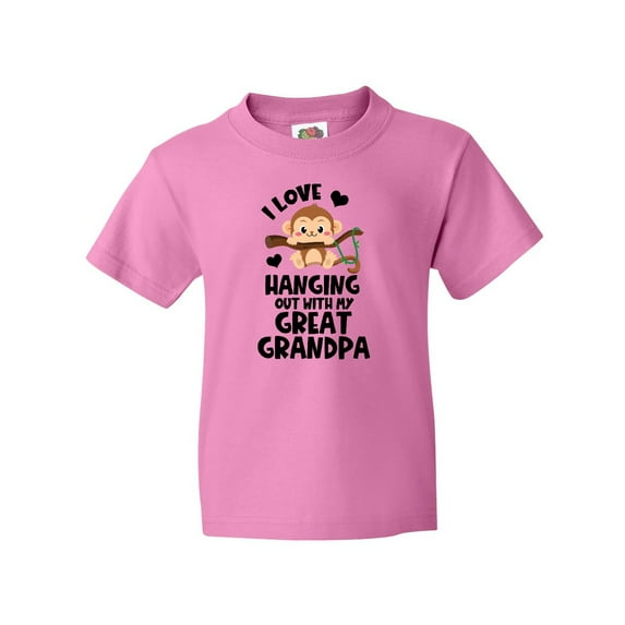 Inktastic Monkey I Love Hanging out with My Great Grandpa Youth T-Shirt
