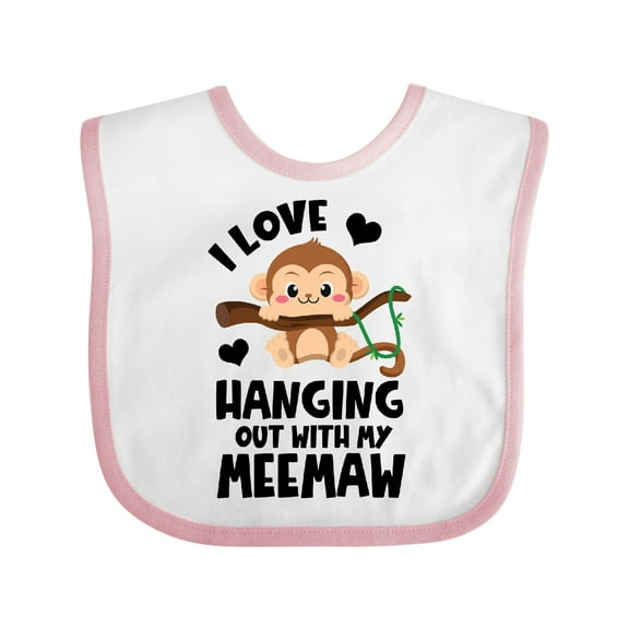Inktastic Monkey I Love Hanging out with My Meemaw Boys or Girls Baby Bib