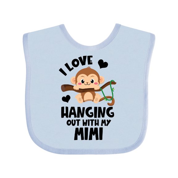 Inktastic Monkey I Love Hanging out with My Mimi Boys or Girls Baby Bib